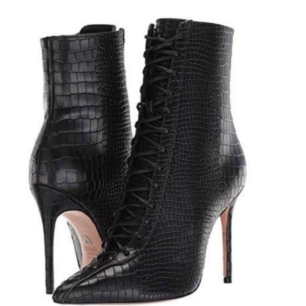 Schutz Black Lace-Up Ankle Boots
